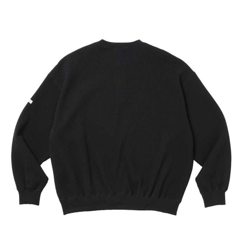 画像2: COOTIE PRODUCTIONS/N/C Waﬄe Henley Sweatshirt（Black）［ワッフルヘンリースウェットシャツ-26秋冬］