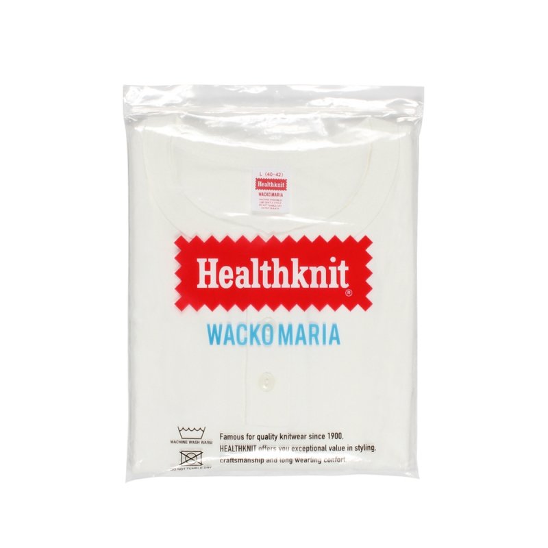 画像1: WACKO MARIA/HEALTHKNIT / HENLEY NECK LONG SLEEVE T-SHIRT（WHITE）［ヘンリーネック長袖T-26秋冬］