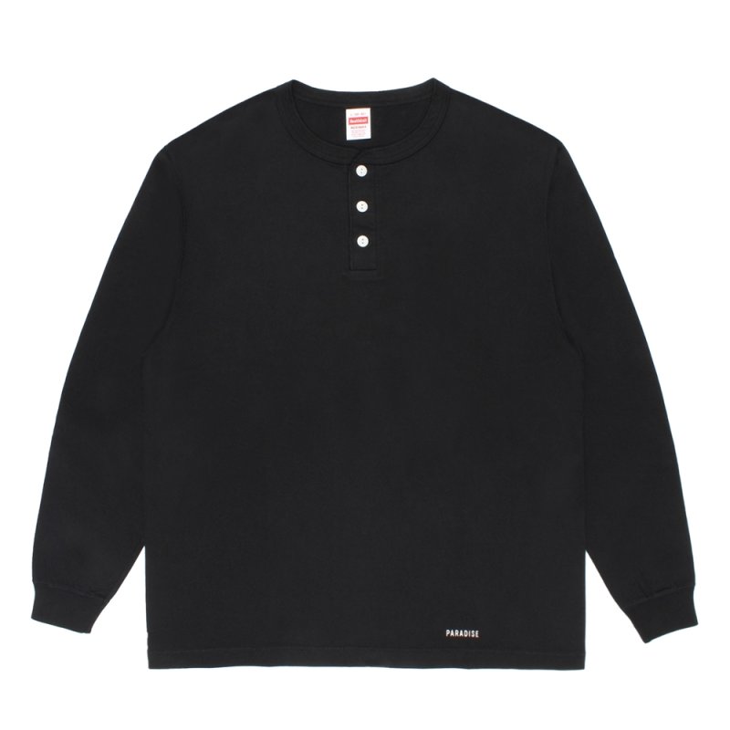 画像2: WACKO MARIA/HEALTHKNIT / HENLEY NECK LONG SLEEVE T-SHIRT（BLACK）［ヘンリーネック長袖T-26秋冬］