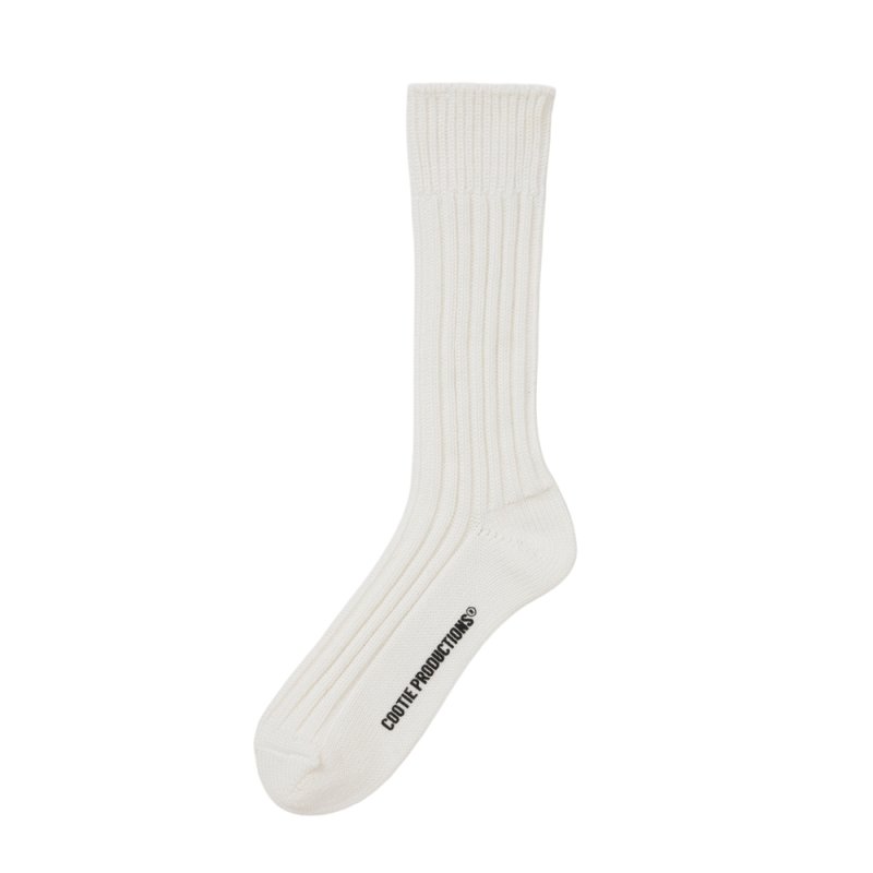 画像1: COOTIE PRODUCTIONS/Lowgauge Middle Socks（White）［ローゲージミドルソックス-26秋冬］