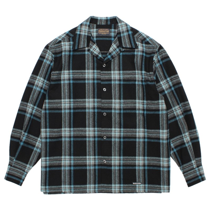 画像1: WACKO MARIA/PENDLETON / WOOL OMBRE CHECK OPEN COLLAR SHIRT（ONE）［ウールオンブレチェックオープンカラーシャツ-26秋冬］