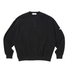 画像1: COOTIE PRODUCTIONS/N/C Waﬄe Henley Sweatshirt（Black）［ワッフルヘンリースウェットシャツ-26秋冬］ (1)