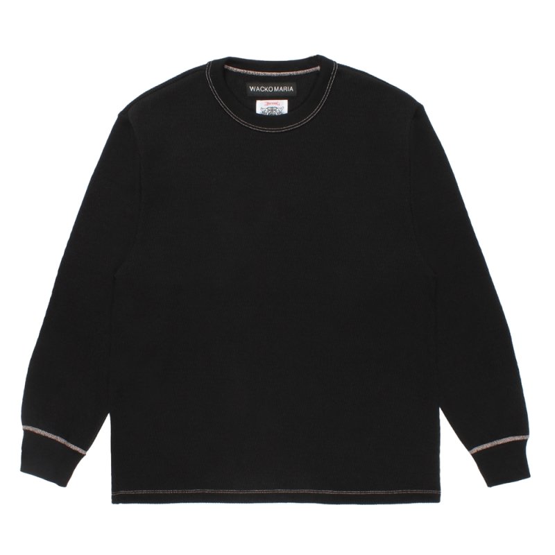 画像1: WACKO MARIA/WOLF'S HEAD / THERMAL LONG SLEEVE T-SHIRT（BLACK）［サーマル長袖-26春夏］