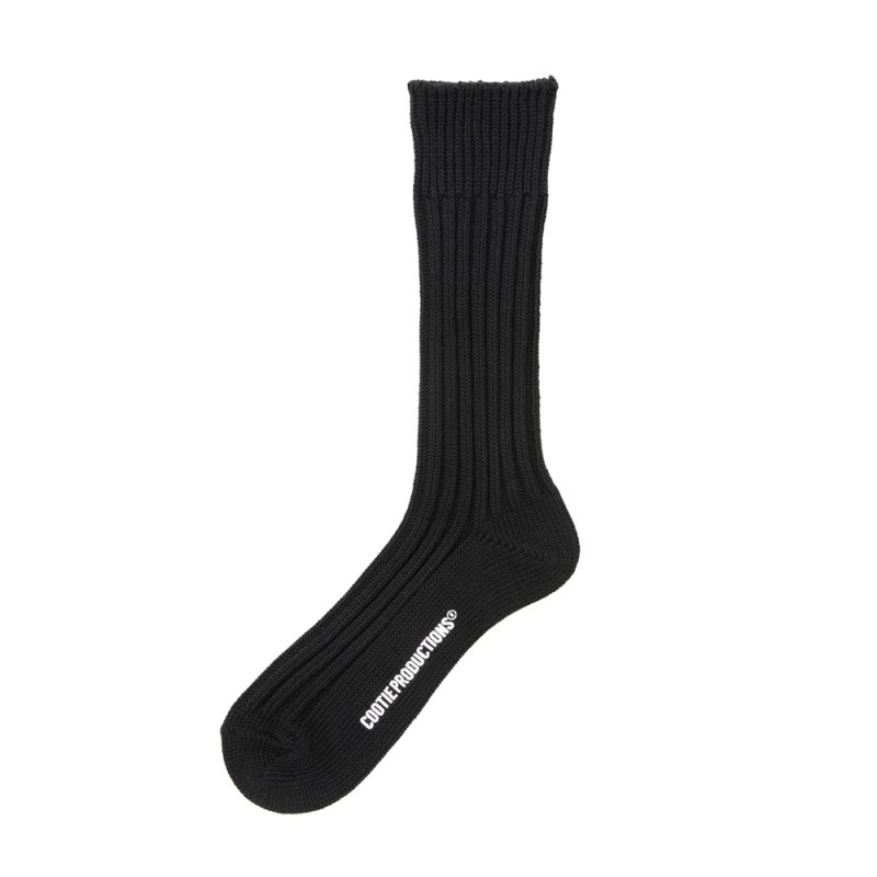 画像1: COOTIE PRODUCTIONS/Lowgauge Middle Socks（Black）［ローゲージミドルソックス-26秋冬］