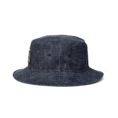 画像3: CALEE/LEATHER WAPPEN DENIM BUCKET HAT（INDIGO BLUE）［レザーワッペンデニムバケットハット-26秋冬］ (3)