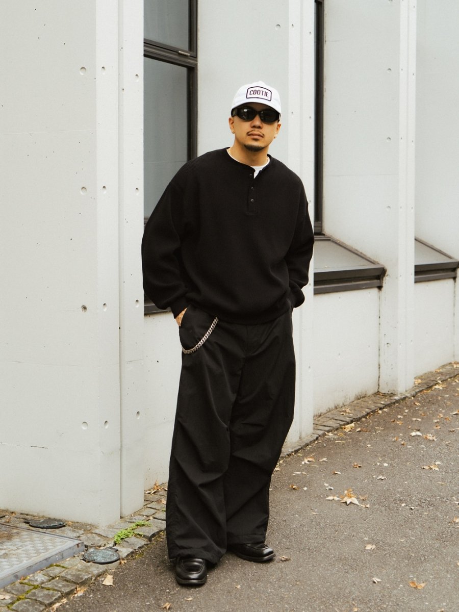 画像7: COOTIE PRODUCTIONS/N/C Waﬄe Henley Sweatshirt（Black）［ワッフルヘンリースウェットシャツ-26秋冬］ (7)