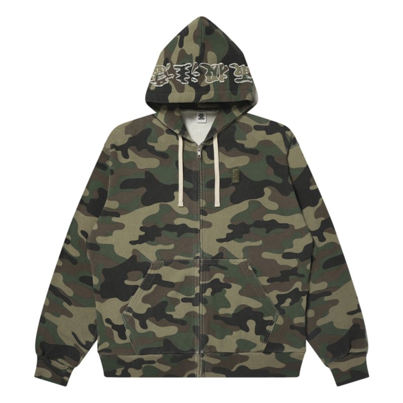 画像1: BlackEyePatch/HWC WASHED CAMO ZIP HOODIE(WOODLAND CAMO)