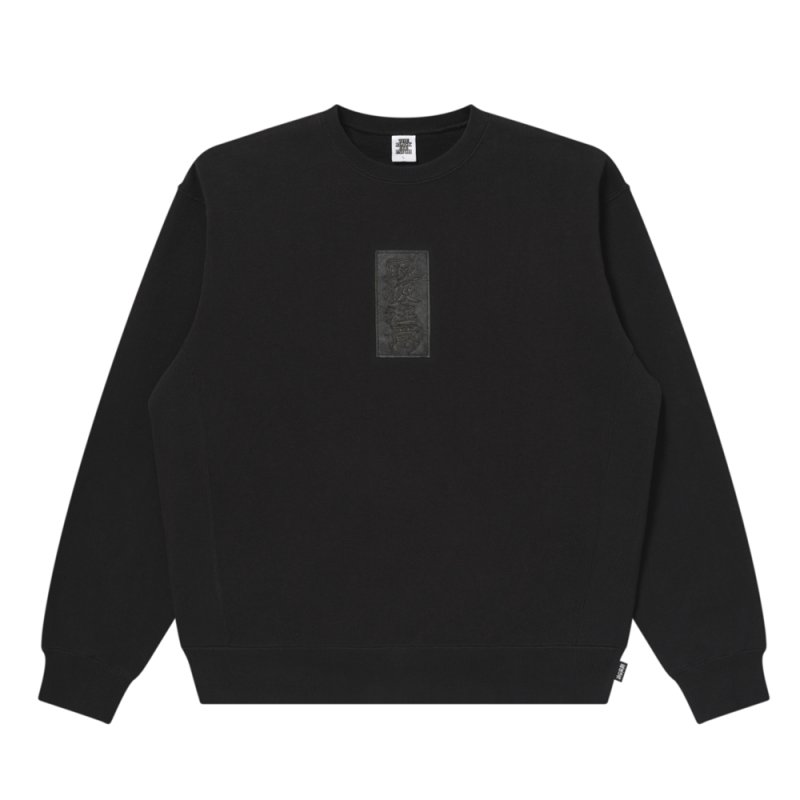 画像1: BlackEyePatch/HWC LEATHER PATCH CREW SWEAT(BLACK)