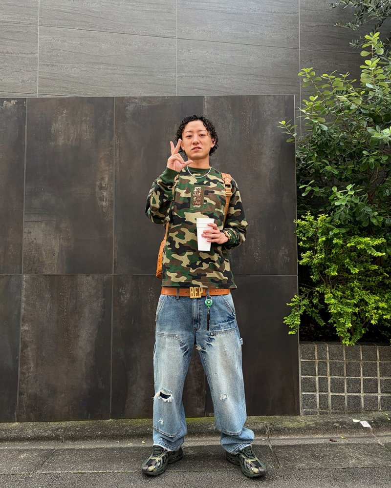 画像3: BlackEyePatch/HWC LABEL WASHED CAMO HEAVYWEIGHT L/S TEE（WOODLAND CAMO）
