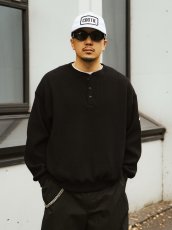 画像5: COOTIE PRODUCTIONS/N/C Waﬄe Henley Sweatshirt（Black）［ワッフルヘンリースウェットシャツ-26秋冬］ (5)