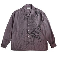 画像1: exodus brand/HORIYOSHI III TAKA/DRAGON L/S HAWAIIAN SHIRT（PURPLE）［鷹/ドラゴンハワイアンシャツ-26秋冬］ (1)