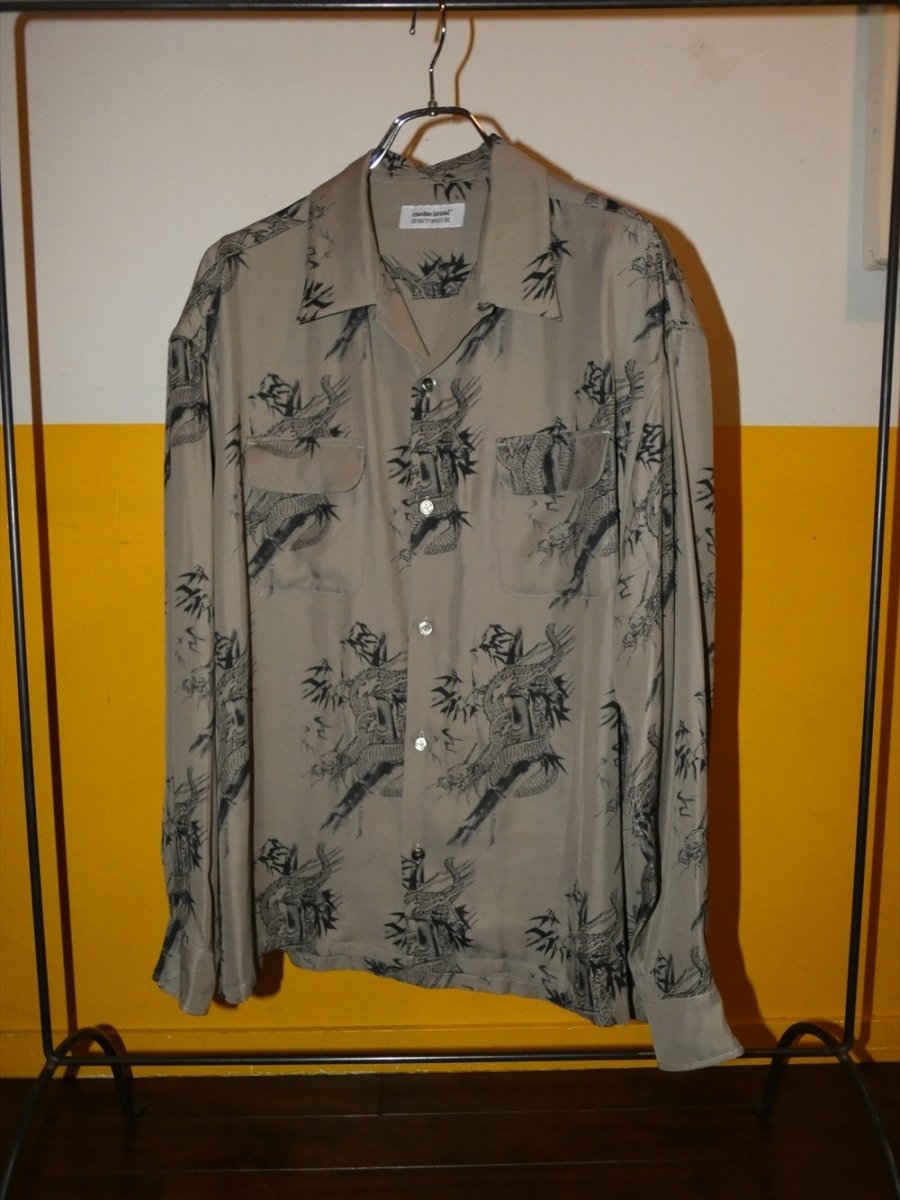画像2: exodus brand/HORIYOSHI III TAKE/DRAGON L/S HAWAIIAN SHIRT（BEIGE）［竹/ドラゴンハワイアンシャツ-26秋冬］ (2)