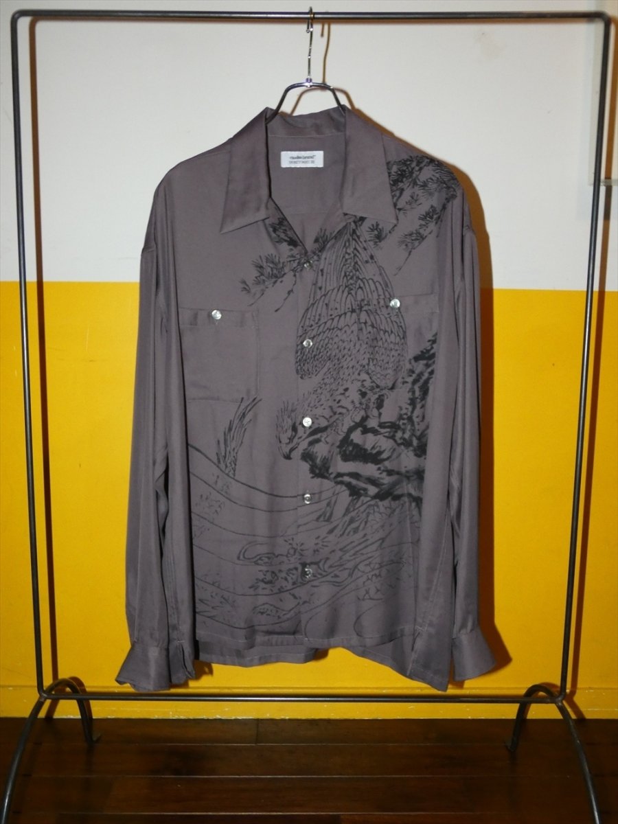 画像2: exodus brand/HORIYOSHI III TAKA/DRAGON L/S HAWAIIAN SHIRT（PURPLE）［鷹/ドラゴンハワイアンシャツ-26秋冬］ (2)