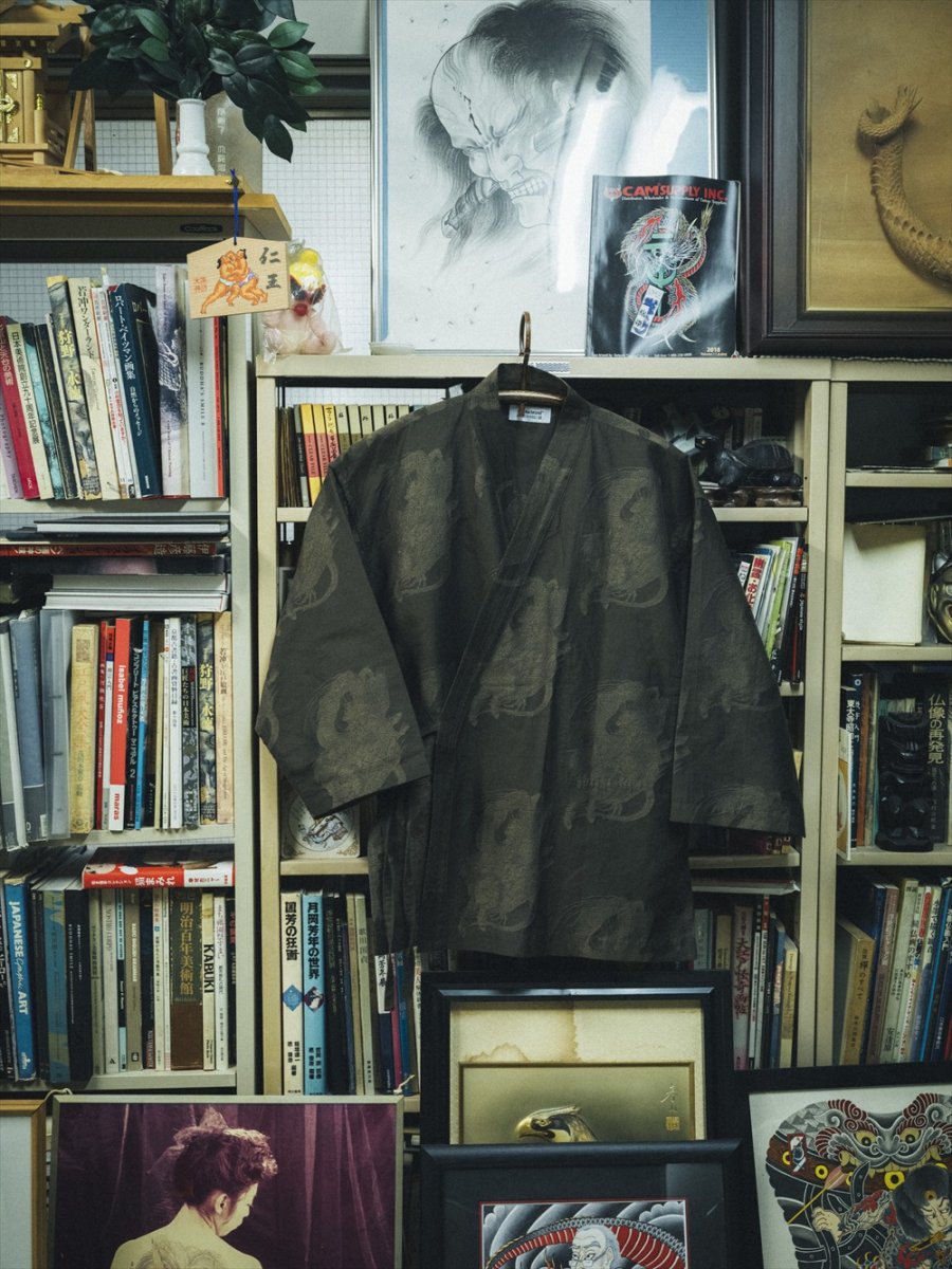 画像3: exodus brand/HORIYOSHI III KIRIN/DRAGON JACQUARD SAMUE（BROWN）［麒麟/ドラゴンジャガード作務衣-26秋冬］ (3)