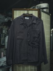 画像4: exodus brand/HORIYOSHI III TAKA/DRAGON L/S HAWAIIAN SHIRT（PURPLE）［鷹/ドラゴンハワイアンシャツ-26秋冬］ (4)