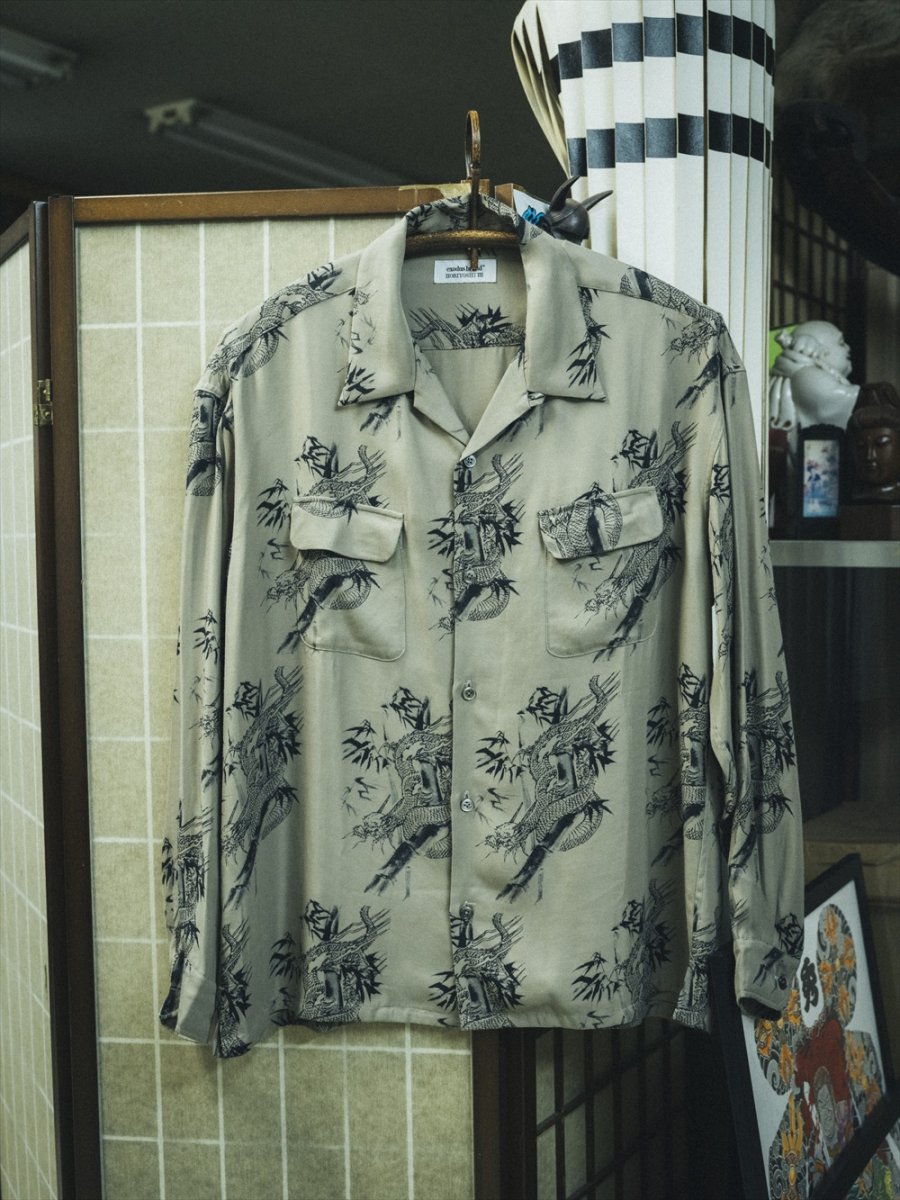 画像5: exodus brand/HORIYOSHI III TAKE/DRAGON L/S HAWAIIAN SHIRT（BEIGE）［竹/ドラゴンハワイアンシャツ-26秋冬］ (5)