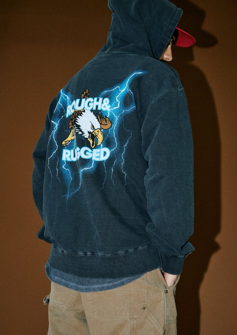 画像3: ROUGH AND RUGGED/DESIGN HOODIE-PIGMENT（BLACK）［プルオーバーパーカー-26秋冬］