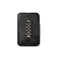 画像1: CALEE/STUDS LEATHER CARD CASE ＜Magsafe＞（BLACK）［スタッズレザーカードケース-26秋冬］ (1)