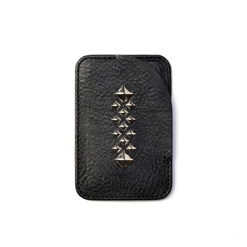 画像1: CALEE/STUDS LEATHER CARD CASE ＜Magsafe＞（BLACK）［スタッズレザーカードケース-26秋冬］