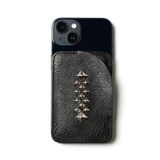 画像2: CALEE/STUDS LEATHER CARD CASE ＜Magsafe＞（BLACK）［スタッズレザーカードケース-26秋冬］ (2)