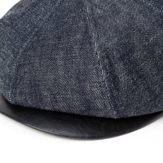 画像4: CALEE/LEATHER WAPPEN DENIM BRIM LEATHER CAS（INDIGO BLUE）［レザーワッペンデニムブリムレザーキャスケット-26秋冬］ (4)