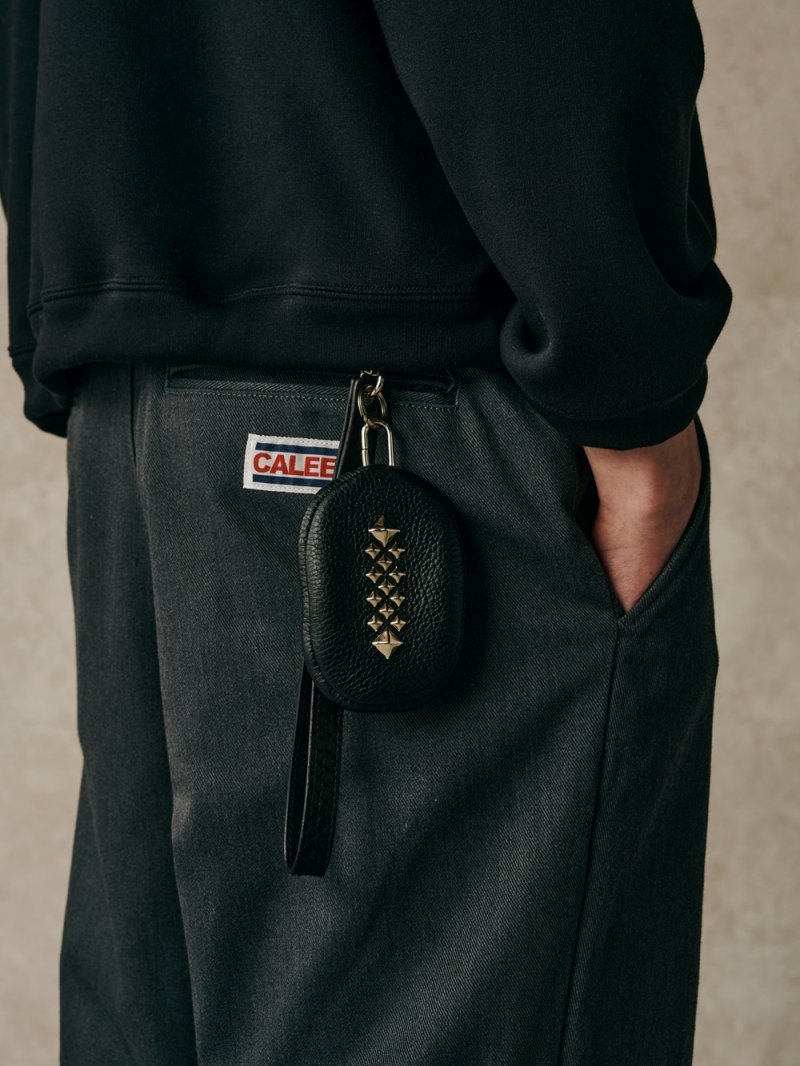 画像3: CALEE/STUDS LEATHER ZIP COIN CASE（BLACK）［スタッズレザージップコインケース-26秋冬］