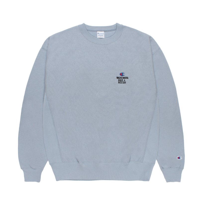 画像1: WACKO MARIA/Champion / REVERSE WEAVE SWEAT SHIRT（LIGHT BLUE）［リバースウィーブクルーネックスウェット-26秋冬］