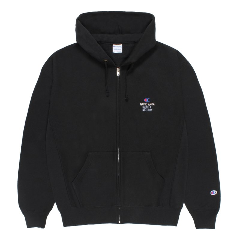 画像1: WACKO MARIA/Champion / REVERSE WEAVE ZIP UP HOODED SWEAT SHIRT（BLACK）［リバースウィーブジップアップパーカー-26秋冬］
