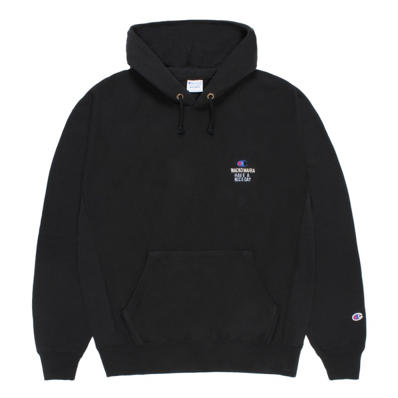 画像1: WACKO MARIA/Champion / REVERSE WEAVE HOODED SWEAT SHIRT（BLACK）［リバースウィーブプルオーバーパーカー-26秋冬］