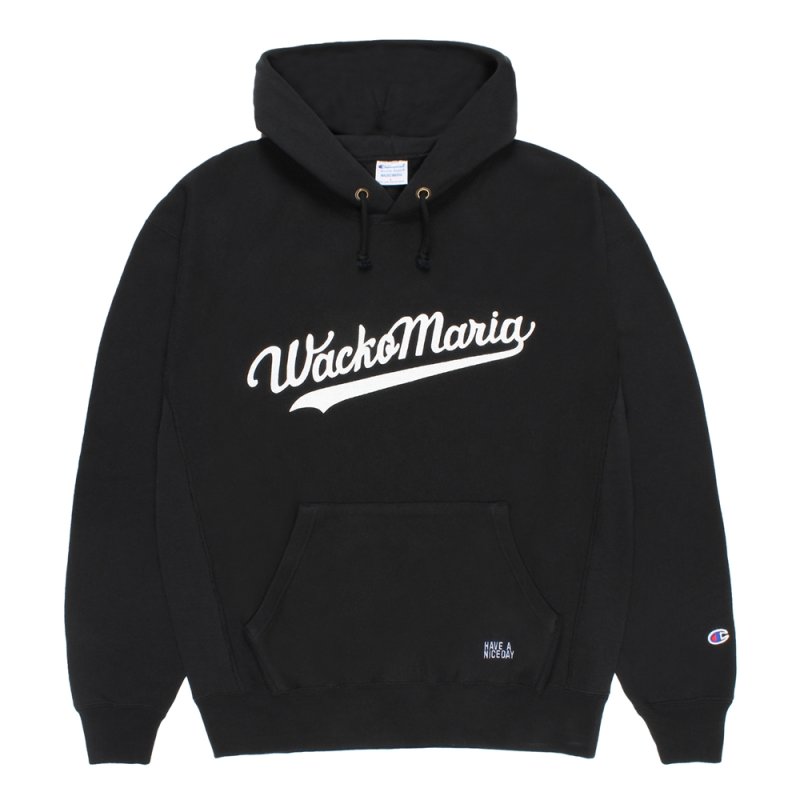 画像1: WACKO MARIA/Champion / REVERSE WEAVE HOODED SWEAT SHIRT（BLACK）［リバースウィーブプルオーバーパーカー-26秋冬］