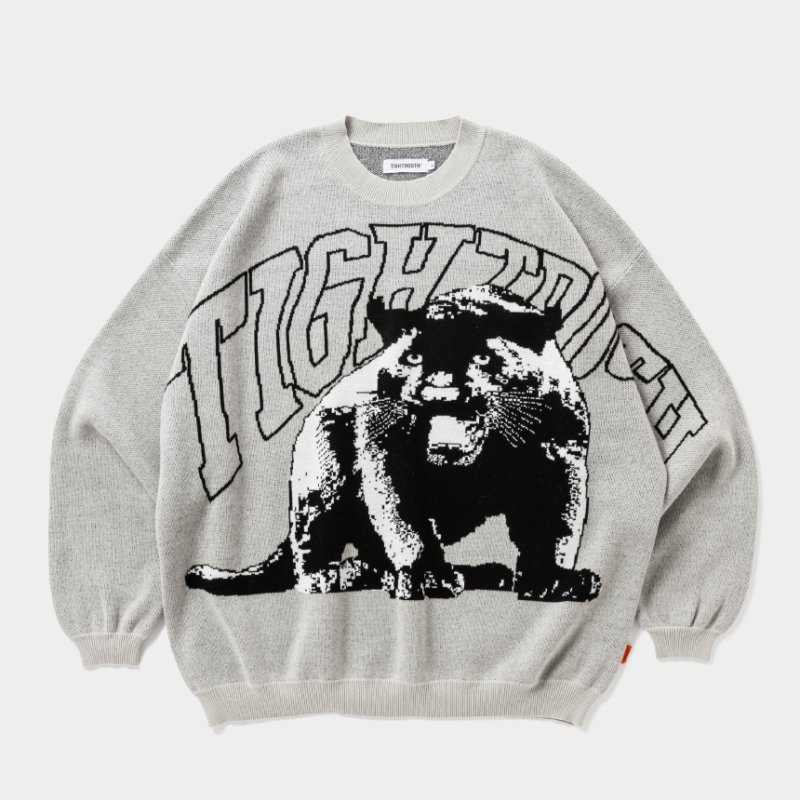 画像1: TIGHTBOOTH/PANTHER KNIT SWEATER（Ash）［パンサーニットセーター-26秋冬］