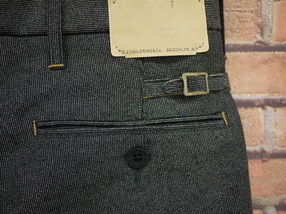 old joe co side buckle sports trouser ブラックストライプ