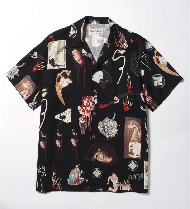 WACKO MARIA/"天国東京お化け図" S/S HAWAIIAN SHIRT（ブラック）[アロハシャツ-18春夏] - JONAS