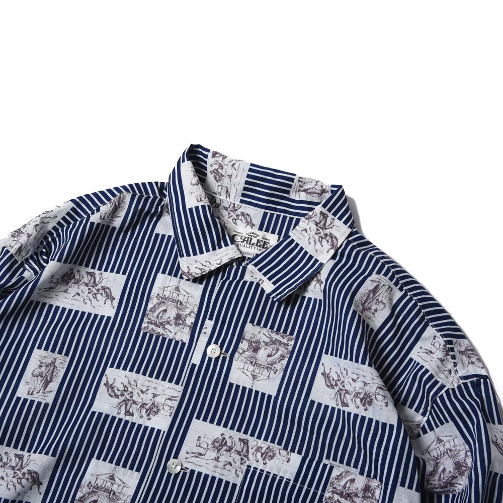 CALEE/Western stripe L/S shirt（ネイビー） 【30%OFF】［ウエスタン 