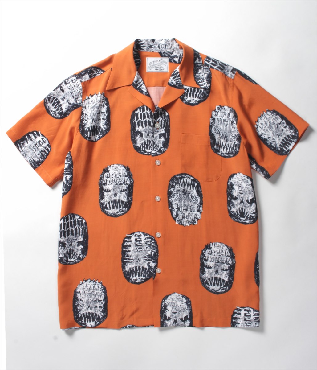 WACKO MARIA/NECK FACE S/S HAWAIIAN SHIRT（TYPE-1）（オレンジ）[アロハシャツ-19春夏] - JONAS