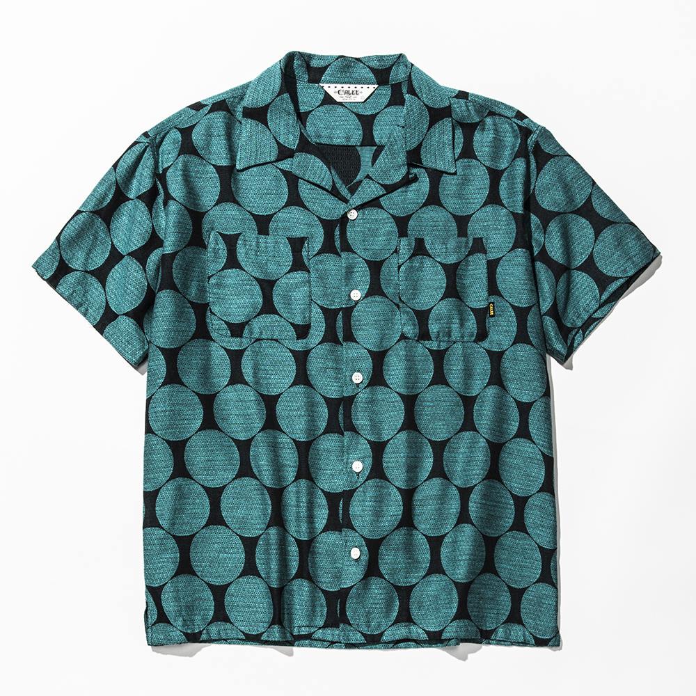 CALEE/Polka dot jacquard S/S shirt（ブラック/ターコイズ）[ポルカドットジャガードシャツ-19春夏] - JONAS