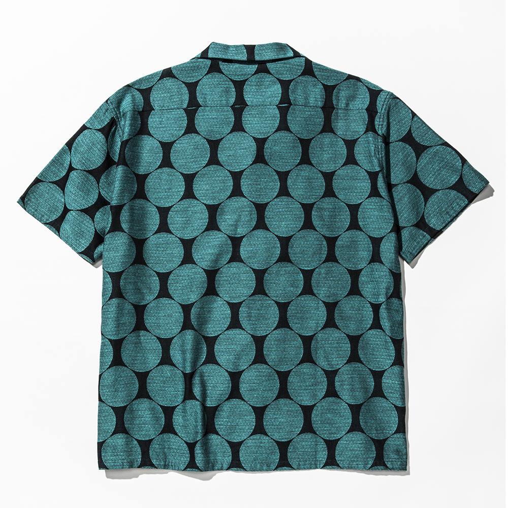 CALEE/Polka dot jacquard S/S shirt（ブラック/ターコイズ）［ポルカ 
