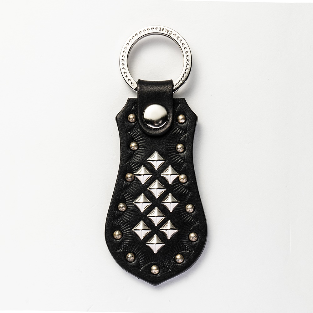 CALEE/Studs leather key holder（ブラック）［スタッズレザー 