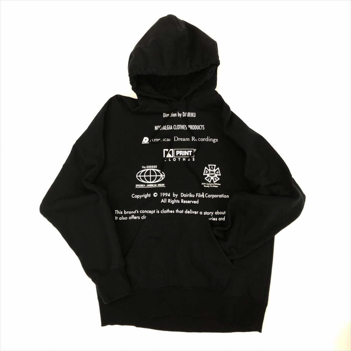 dairiku 19aw エンドロールパーカー 黒 M