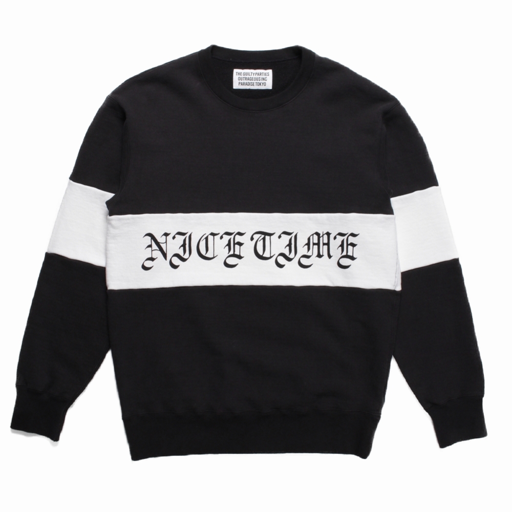WACKO MARIA/TWO-TONE CREW NECK SWEAT SHIRT(TYPE-2)(ブラック WACKO MARIA/TWO-TONE CREW NECK SWEAT SHIRT(TYPE-2)(ブラック