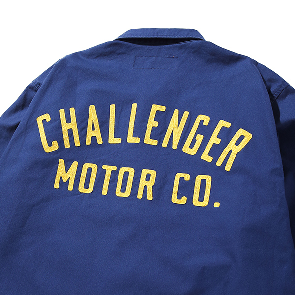 CHALLENGER/MOTOR CO. SHIRT（ネイビー）［刺繍ワークシャツ-19秋冬 