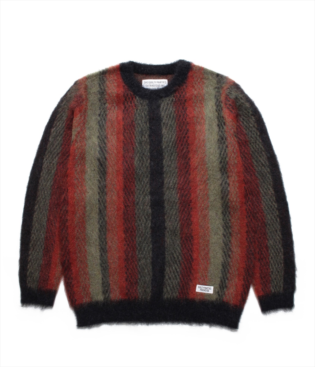 Wacko Maria Striped Mohair Crew Neck Sweater オレンジ ストライプ柄モヘアセーター 19秋冬 Jonas Wacko Maria Striped Mohair Crew Neck Sweater オレンジ ストライプ柄モヘアセーター 19秋冬 Jonas