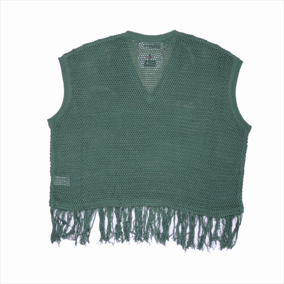 DAIRIKU/Pullover Fringe Net Knit Vest（グリーン）［フリンジネット 