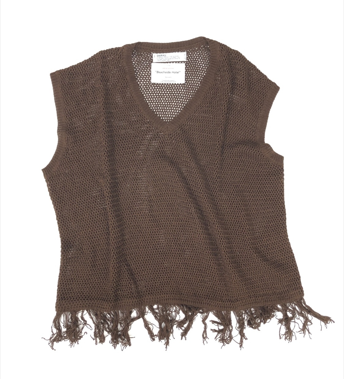 DAIRIKU/Pullover Fringe Net Knit Vest（ブラウン） 【30%OFF 
