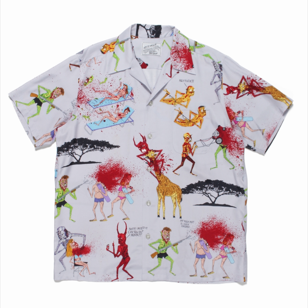Wacko Maria Neck Face S S Hawaiian Shirt グレー アロハシャツ 春夏 Jonas
