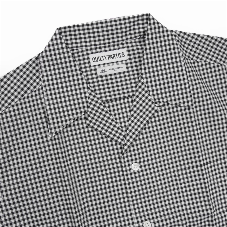 WACKO MARIA/OPEN COLLAR SHIRT（TYPE-1）（ブラック）［ギンガム 