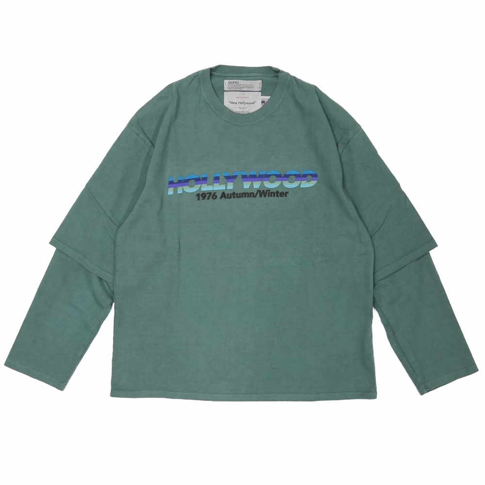 DAIRIKU/“HOLLYWOOD” Layered T-shirt（モスグリーン）［レイヤードT 