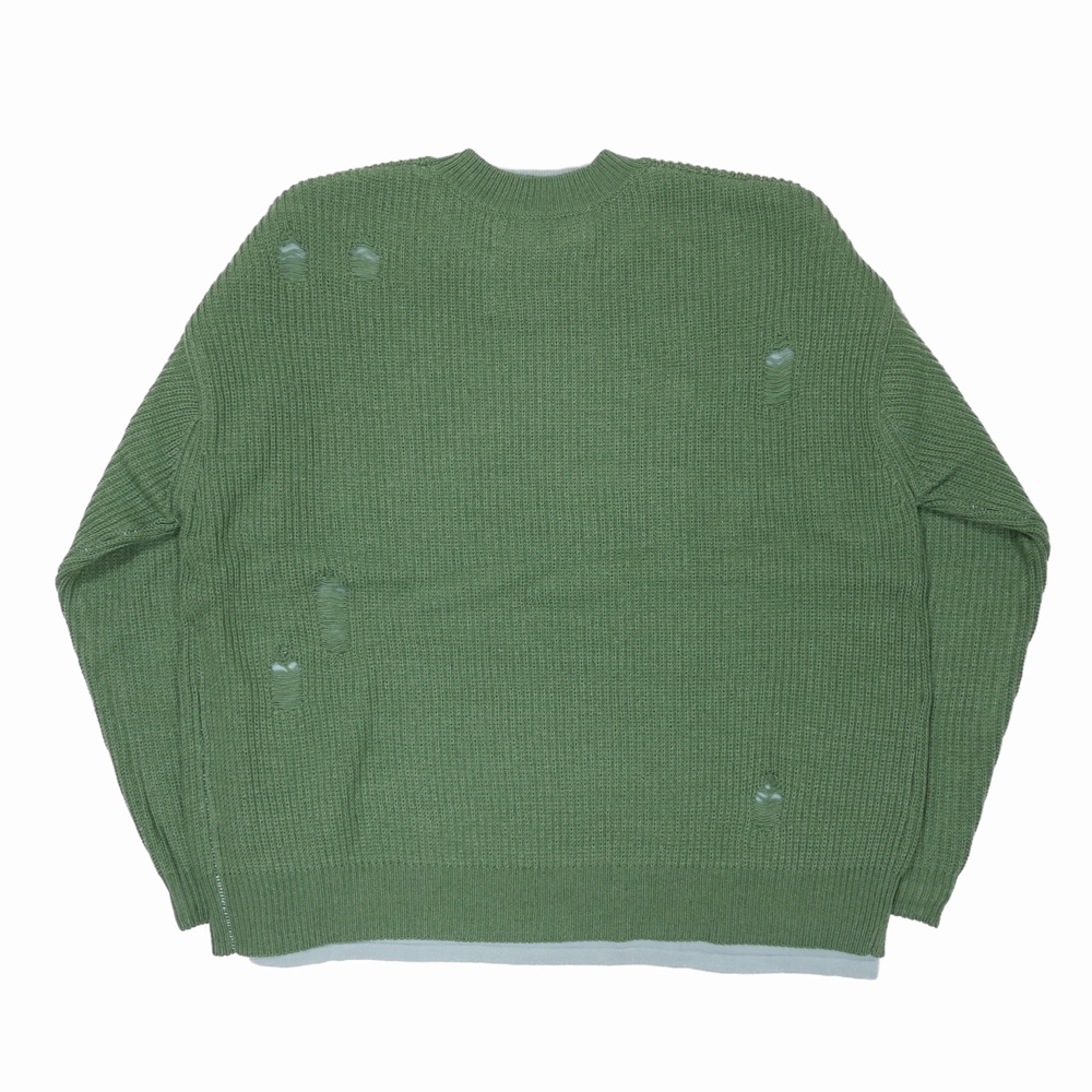 Dairiku Layered Damage Knit モスグリーン アクア レイヤードダメージニット 秋冬 Jonas Dairiku Layered Damage Knit モスグリーン アクア レイヤードダメージニット 秋冬 Jonas