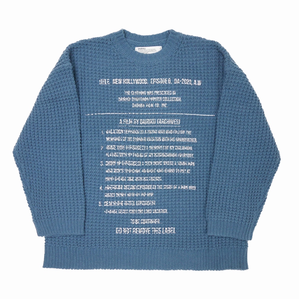 Dairiku Milspecs Printed Knit ティールブルー ミルスペックニット 秋冬 Jonas Dairiku Milspecs Printed Knit ティールブルー ミルスペックニット 秋冬 Jonas