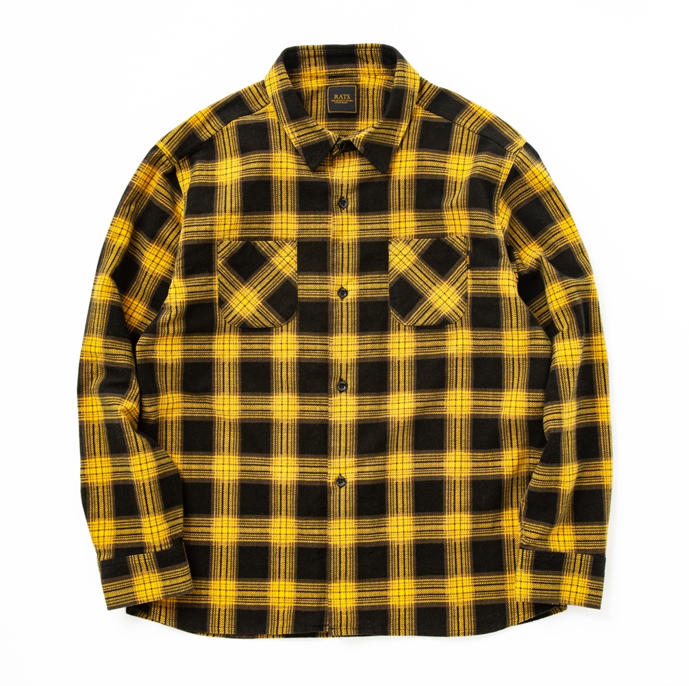 Rats Print Flannel Check Shirt ブラック イエローチェック フランネルチェックシャツ 秋冬 Jonas